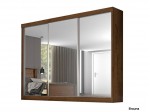 Guarda Roupa Armario Roupeiro Europa Nápoli Espelhado 03 Portas 2.19 m